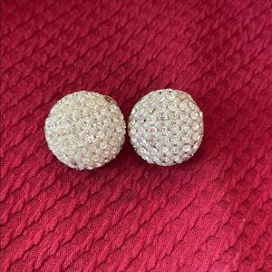 Vintage Silver Acrylic Ball Stud Earrings~ 1960s